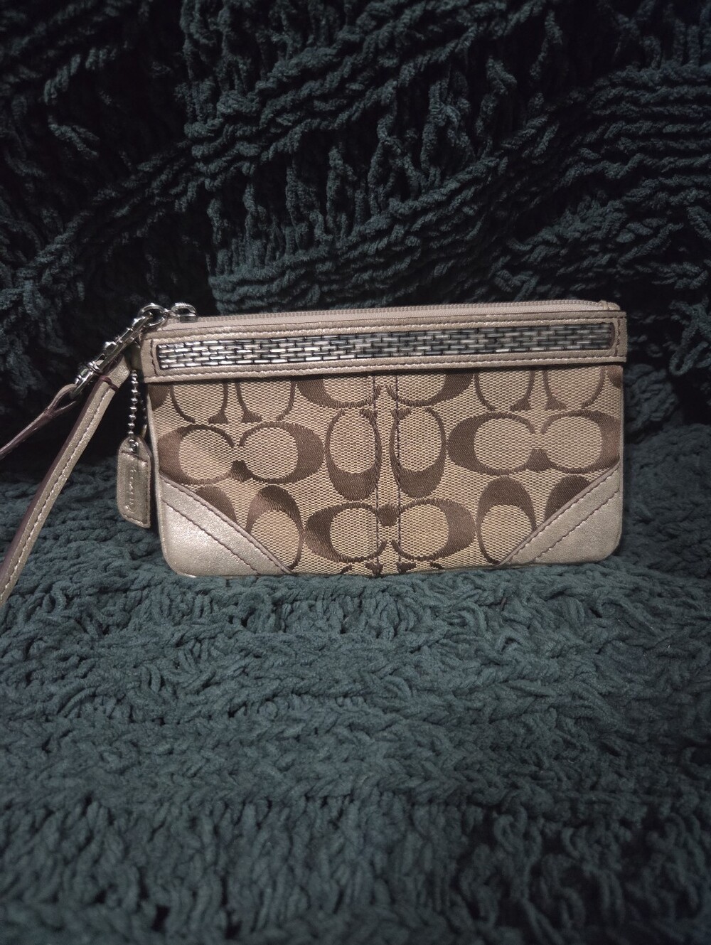 Coach Signature Canvas Beaded Wristlet